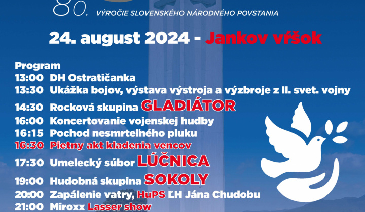 Aktuality / Oznam o uzávierke cesty a zabezpečení autobusovej a kyvadlovej dopravy počas Krajských osláv 80. výročia SNP na Jankovom vŕšku - foto