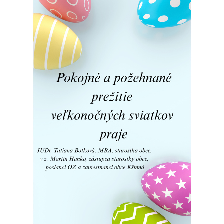 Pokojné a požehnané prežitie veľkonočných sviatkov