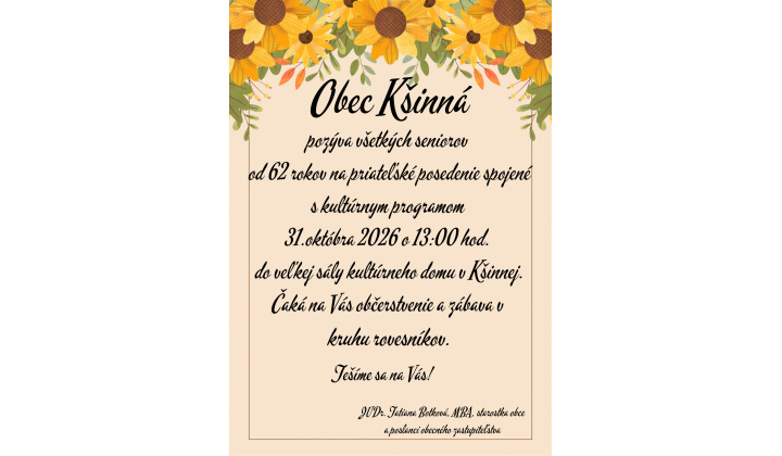 Pozvánka pre seniorov