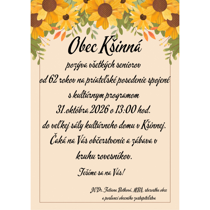 Pozvánka pre seniorov