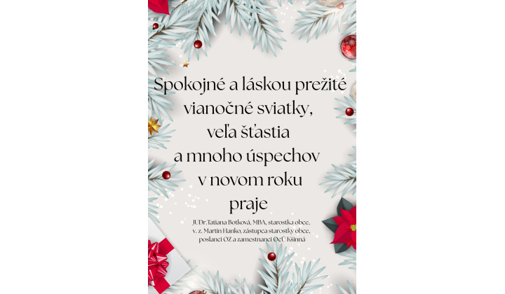 Spokojné a láskou prežité vianočné sviatky