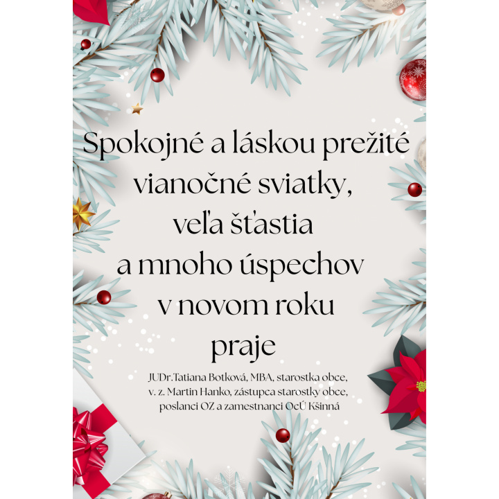 Spokojné a láskou prežité vianočné sviatky