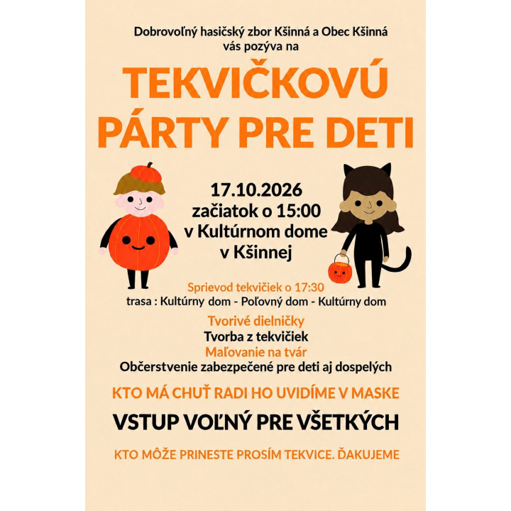 Tekvičková párty pre deti